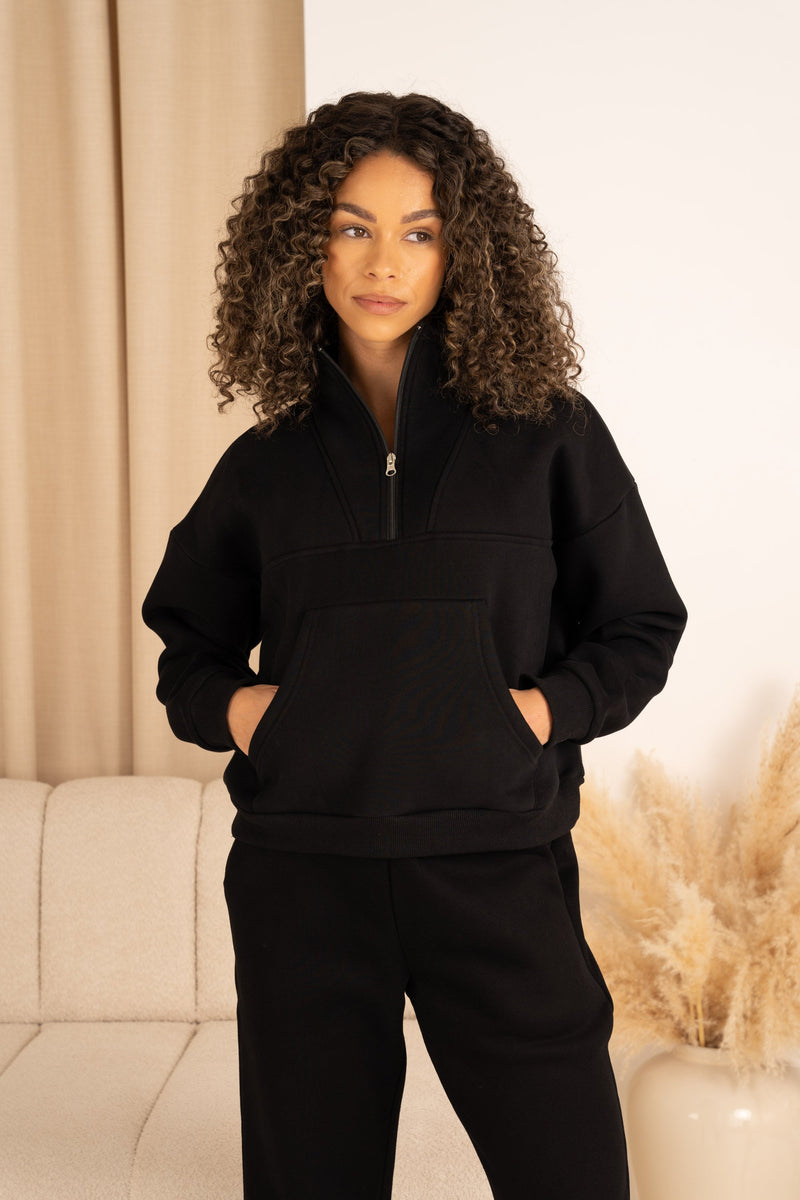 Quarter Zip Sweatshirt - Black