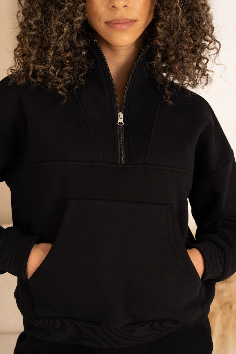 Quarter Zip Sweatshirt - Black