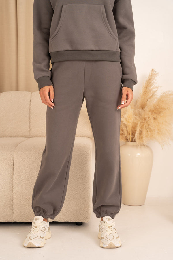 Nevaeh Quarter Zip Set Joggers - Charcoal